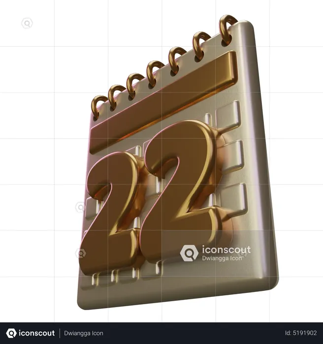 Twenty Two Calendar  3D Icon