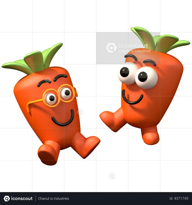 Twin baby carrot  3D Illustration