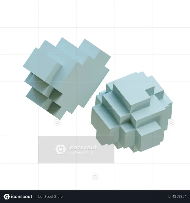 Twin Blob Pixels  3D Icon
