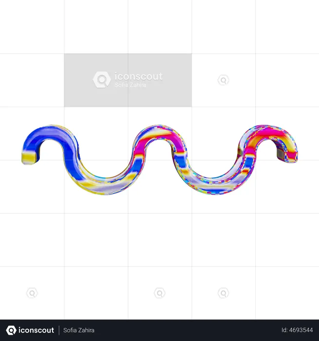 Twin Squiggly Lines  3D Illustration
