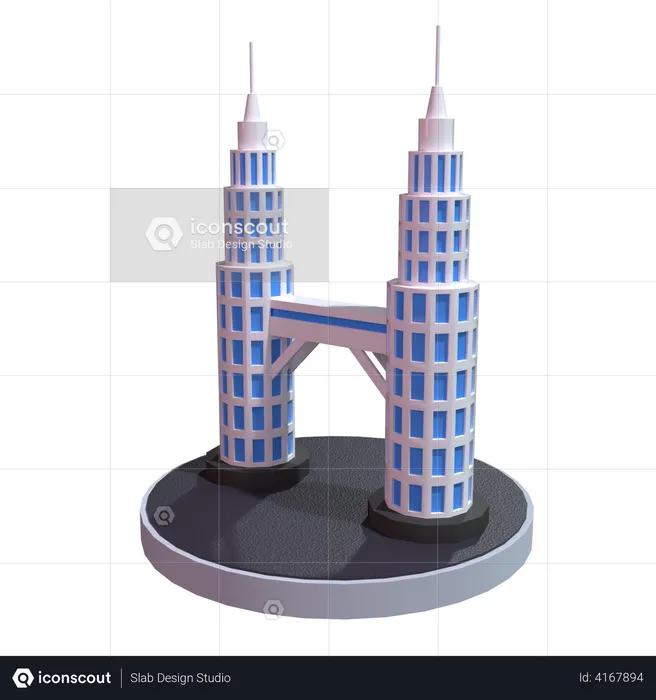 Twin tower  3D Illustration