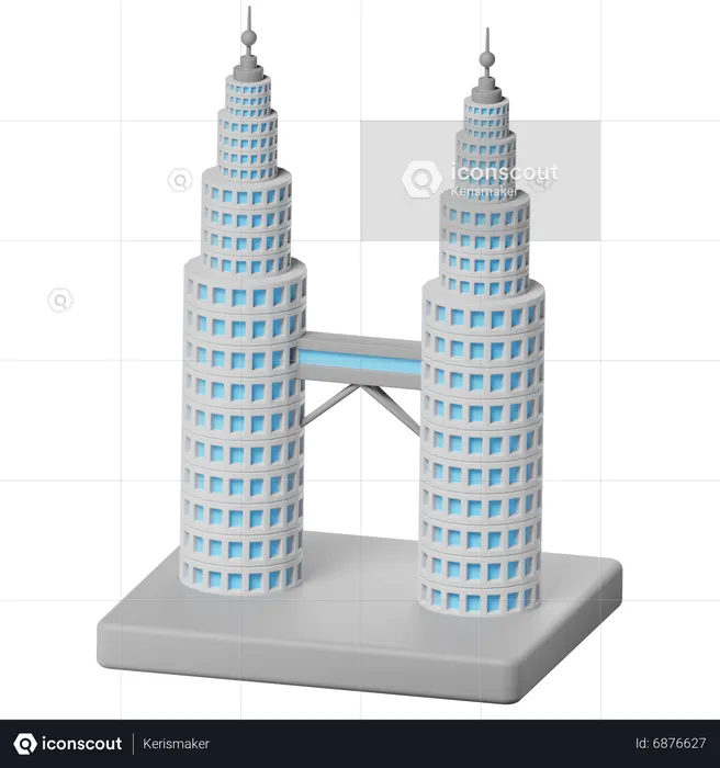 Twin Tower Petronas  3D Icon