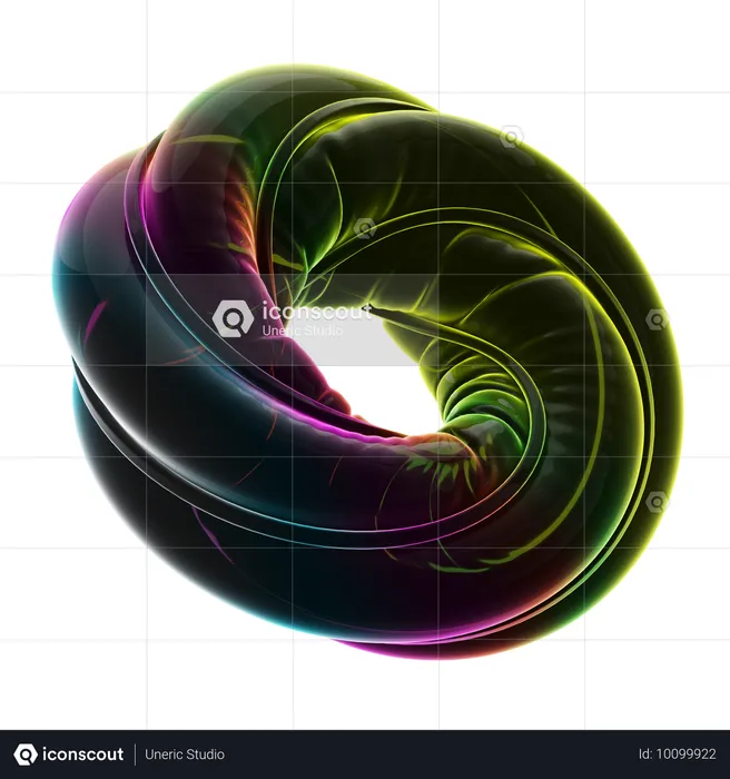 Twisted Ballon Ring Neon Abstract  3D Icon