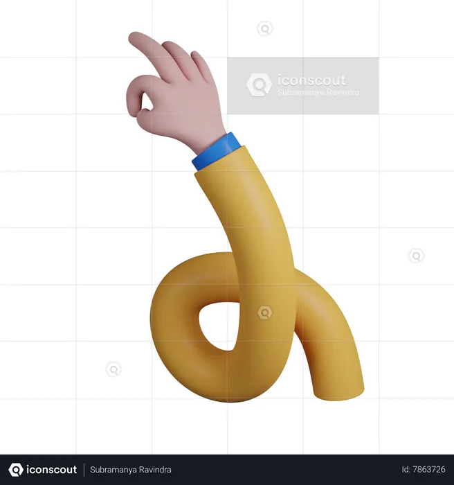 Twisted Flexible Hand Showing Ok  3D Icon