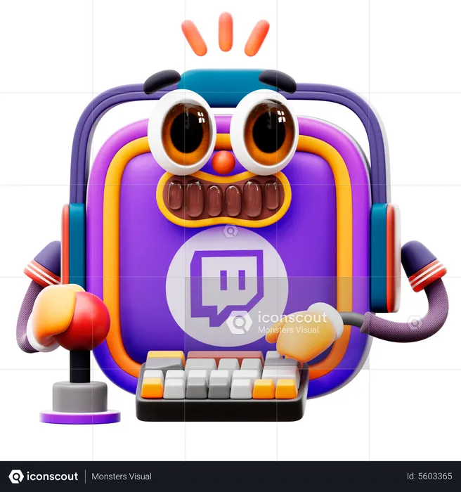 Twitch Sticker Logo 3D Illustration