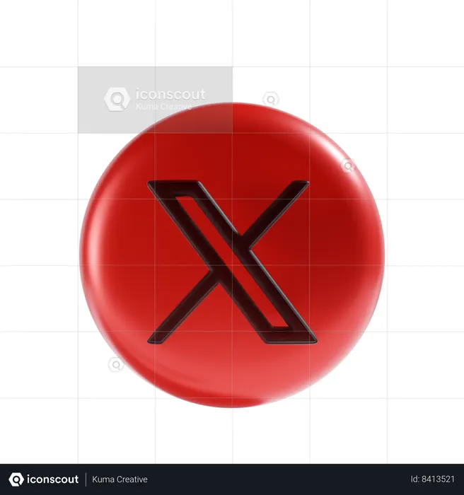 Twitter X  3D Icon