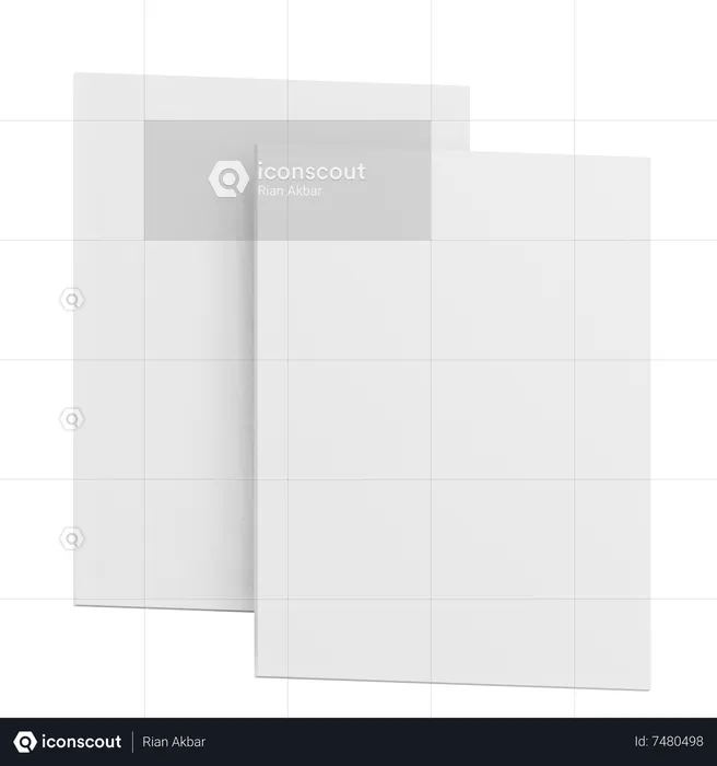 Two Blank Paper Mockup  3D Icon