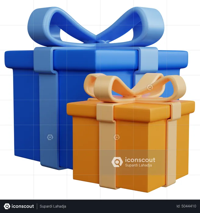 Two Blue And Yellow Gift Boxes  3D Icon