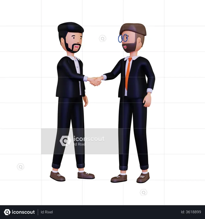 Two business people shake hands  3D Illustration