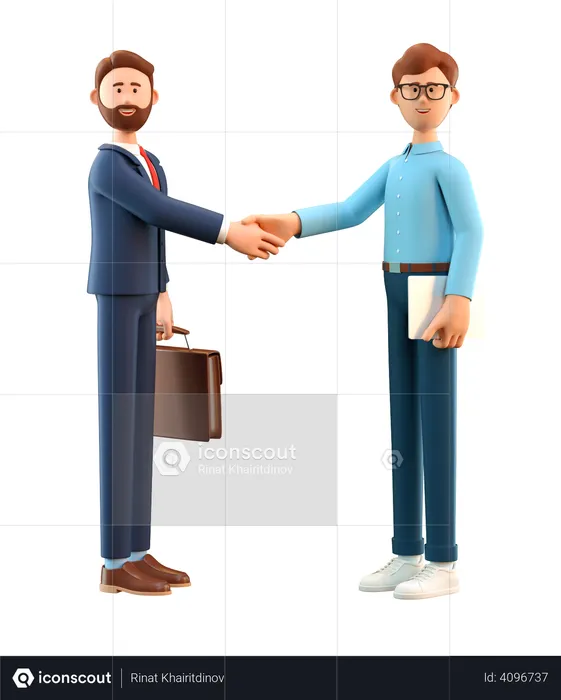 Two business people shake hands  3D Illustration