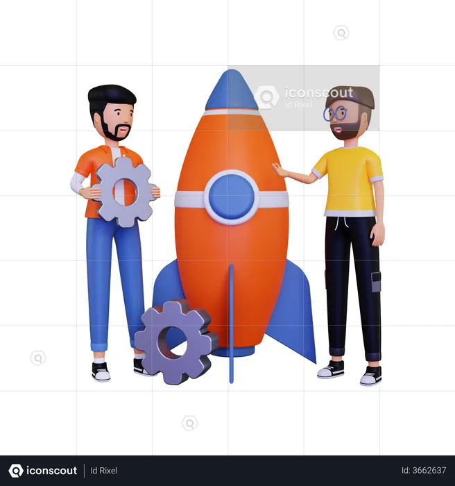Two businessperson launching a new business  3D Illustration