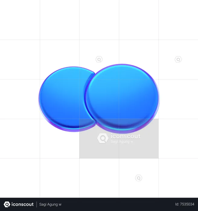 Two Circle Abstract Shape  3D Icon
