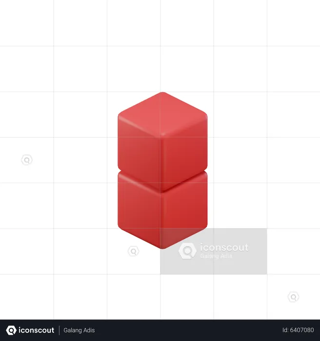 Two Dot Tetris Block  3D Icon