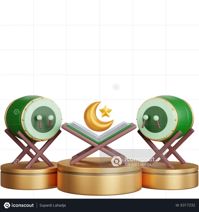 Two Drums With Quran  3D Icon