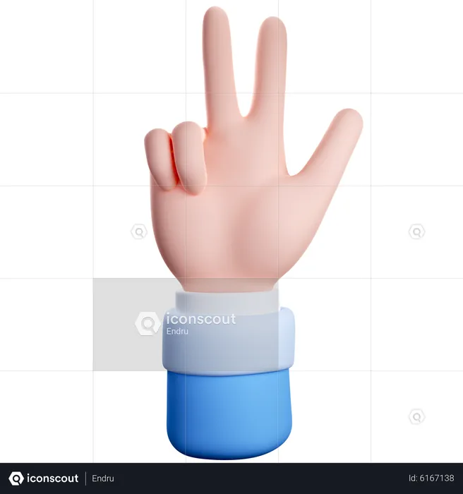 Two  Finger Counting Gesture  3D Icon