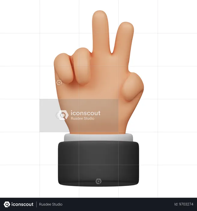 Two Finger Hand  3D Icon