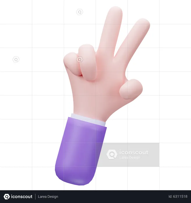 Two Finger Hand  3D Icon