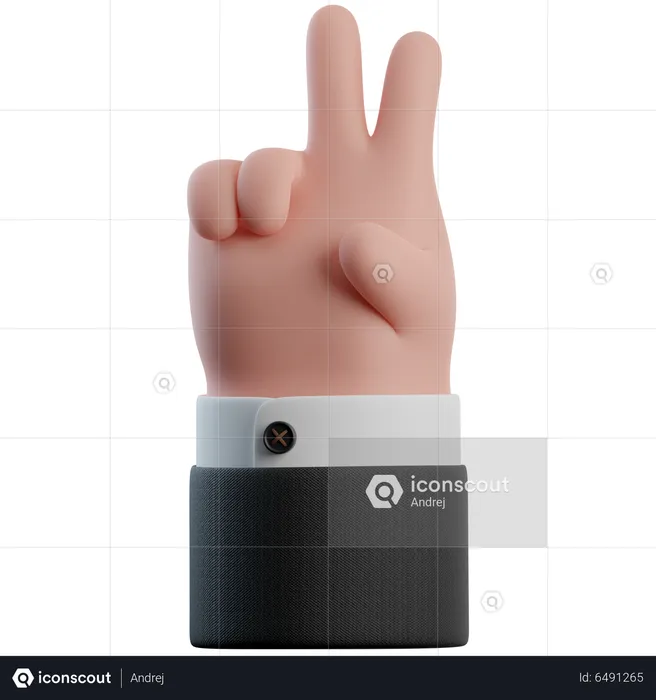 Two Finger Hand Gesture  3D Icon