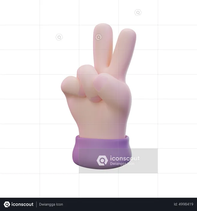 Two Finger Hand Gesture  3D Icon