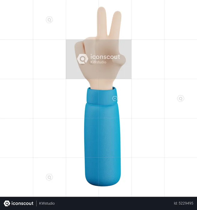 Two Finger Hand Gesture  3D Icon