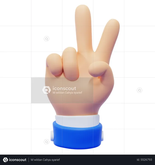 Two Finger Hand Gesture  3D Icon