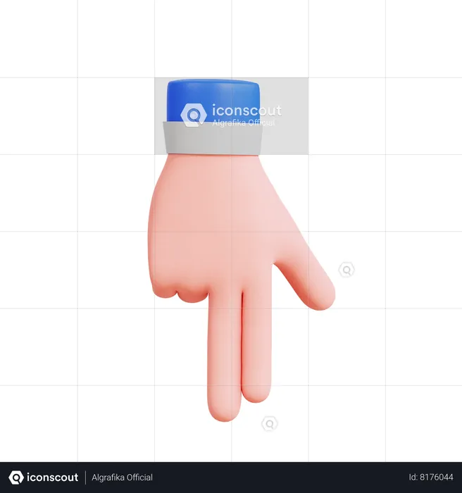Two Finger Pointing Down  3D Icon
