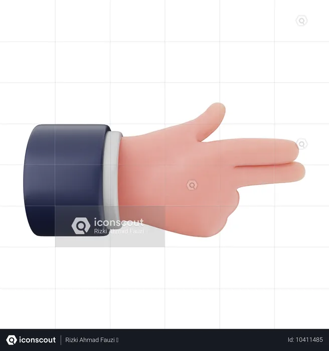 Two Finger Pointing Hand Gestures  3D Icon