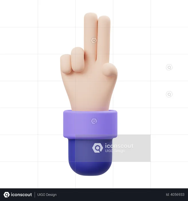 Two Fingers Hand Gesture  3D Illustration