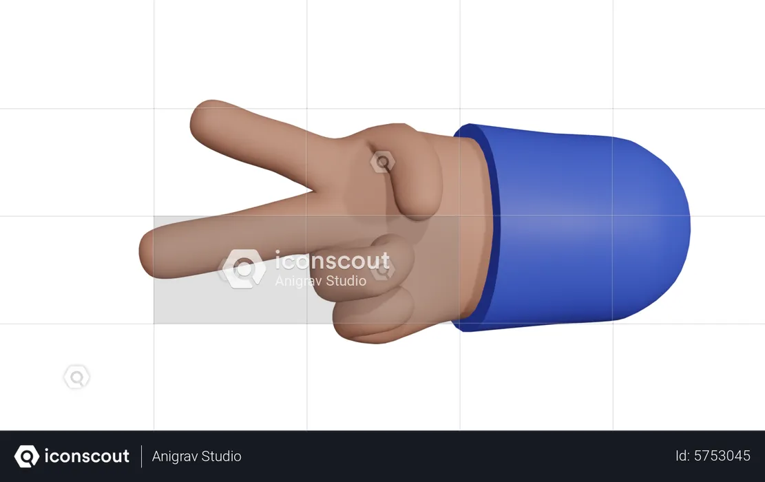 Two Fingers hand gesture  3D Icon