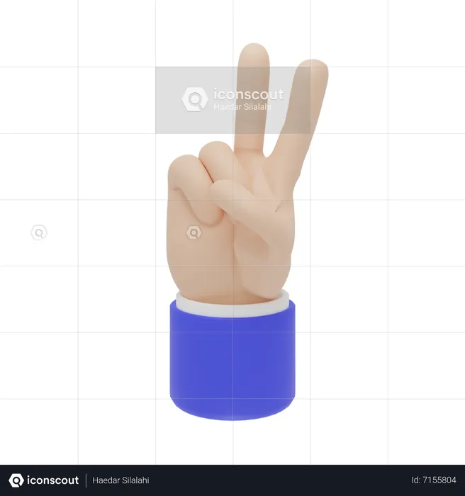 Two Fingers Hand Gesture Emoji 3D Icon