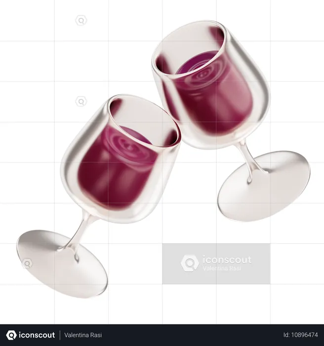 Two Glasses Wine  3D Icon