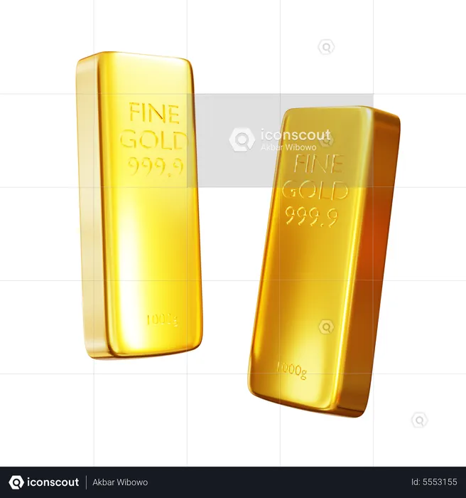 Two Gold Bars  3D Icon