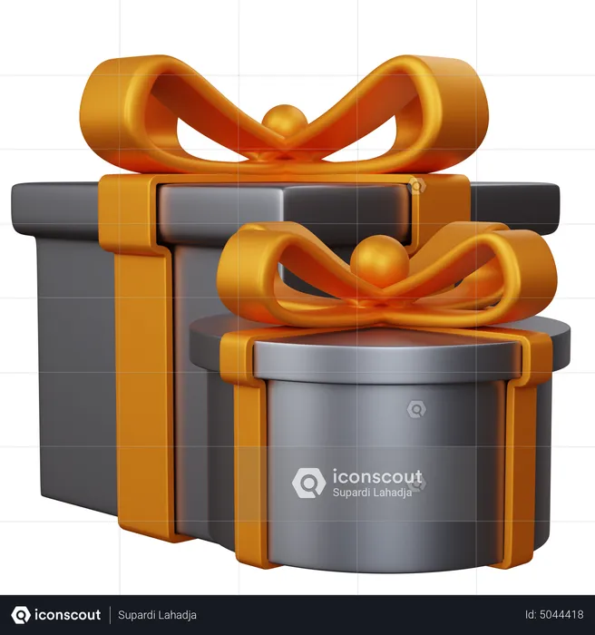 Two Gray Gift Boxes  3D Icon
