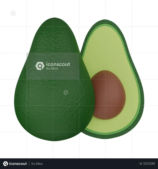 Two halves avocado  3D Icon