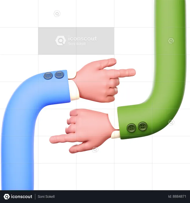 Two Hands Are Pointing At Each Other  3D Icon