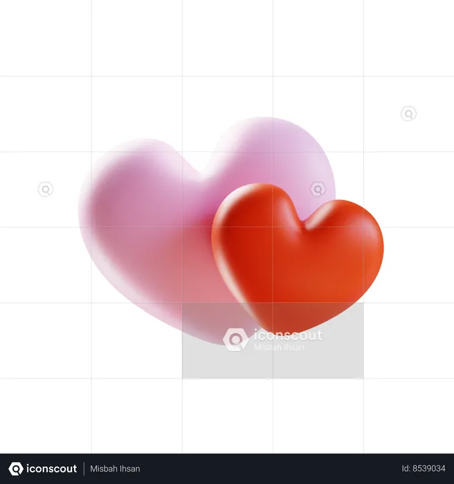 Two Hearts  3D Icon