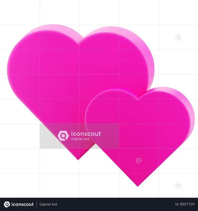 Two Hearts  3D Icon