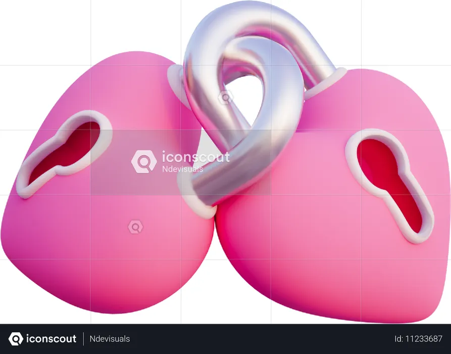 Two Hearts Lock  3D Icon