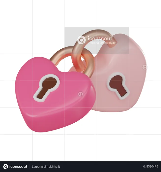 Two Love Padlocks  3D Icon