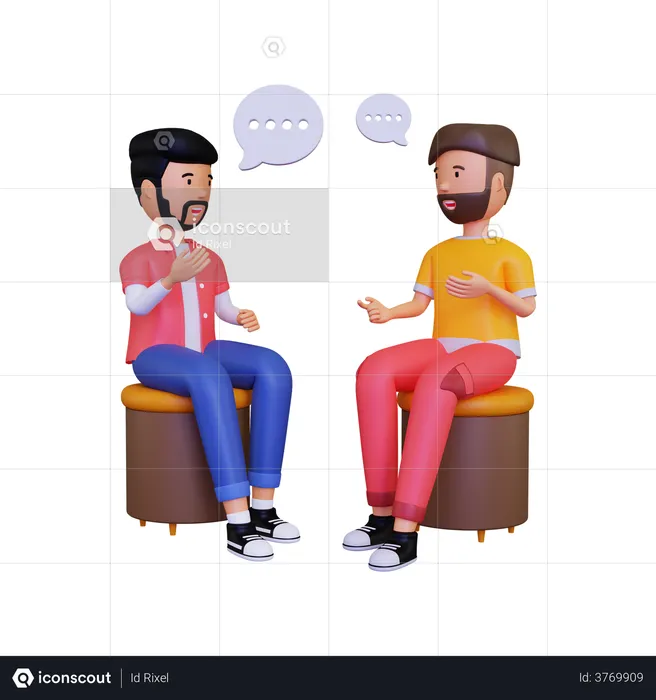 Two Man are sitting while having a conversation  3D Illustration