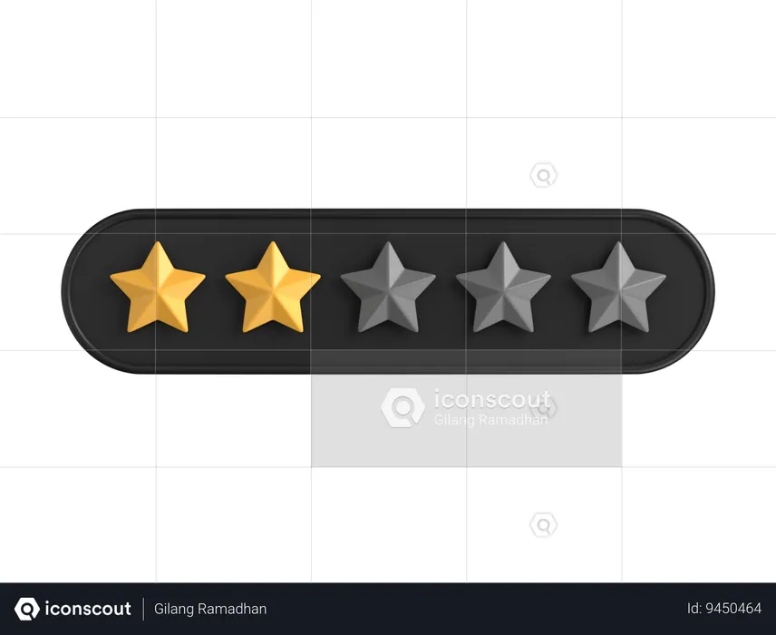 Two of Five Star Rating  3D Icon