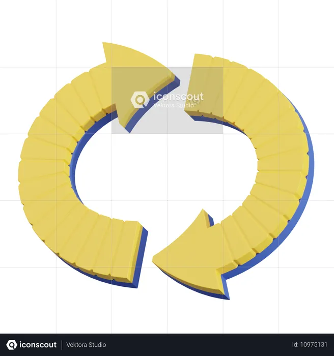 Two Part Circular Arrows  3D Icon