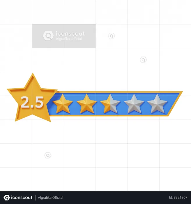 Two Point Five Star Rating Label  3D Icon