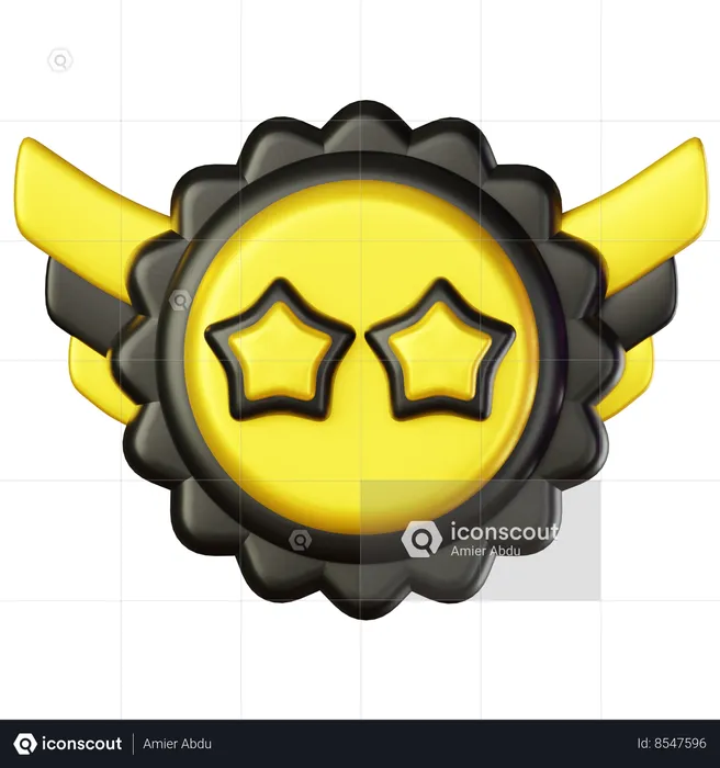 Two Star Badge  3D Icon