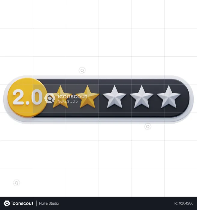 Two Star Rating  3D Icon