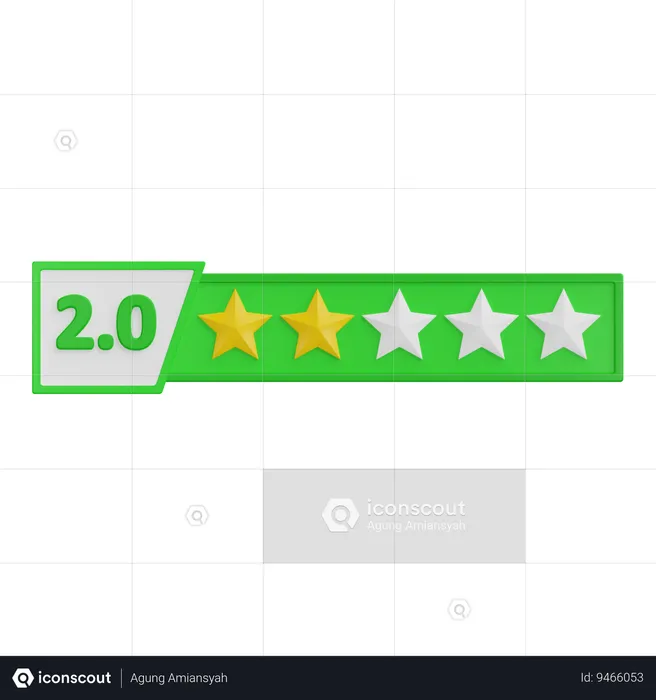 Two Star Rating  3D Icon