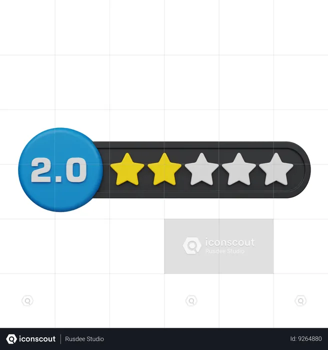 Two Star Rating Circle Label  3D Icon