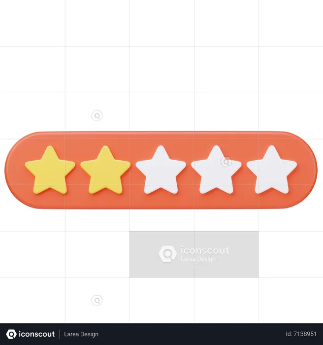 Two Stars Rating  3D Icon