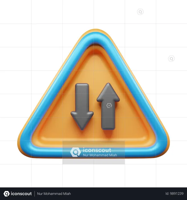 双方向の道路  3D Icon