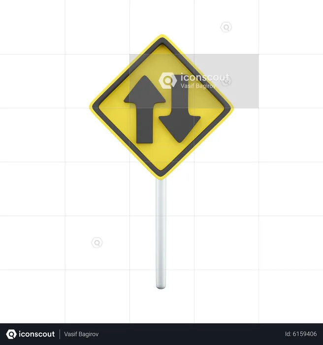Two Way Sign  3D Icon